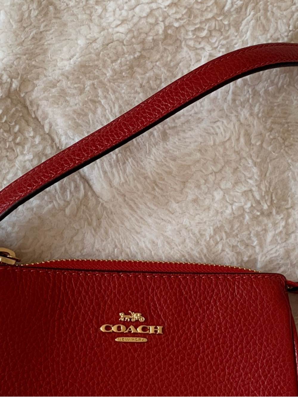 Coach Nolita 15 Cherry Red Pebbled Leather Mini Bag Wristlet New - Picture 4 of 7